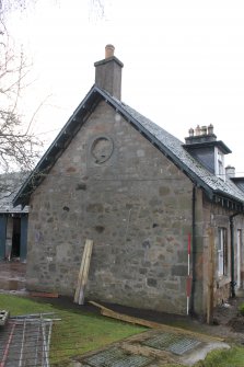 Historic building recording, NE elevation, General view of the NE gable of the NE cottage from N, The Stables, Foxhall, Kirkliston, Edinburgh