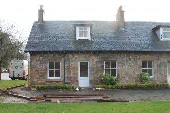 Historic building recording, NW elevation, General view of NE cottage from NW, The Stables, Foxhall, Kirkliston, Edinburgh