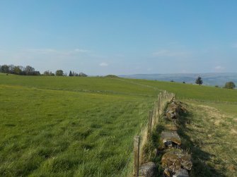 Archaeological evaluation, View towards cairn from top of access track from NW, The Arns, Bridge of Allan