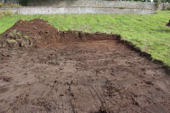 Top-soil strip, Post excavation shot of garage plot after being stripped from S, Walled Garden, Keir House, Bridge of Allan