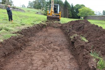 Top-soil strip, Trench through W end of house development from S, Walled Garden, Keir House, Bridge of Allan