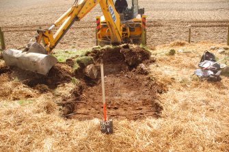 Archaeological Evaluation photograph, Lower Gauls Barrow, Location/working shots, Trench 03