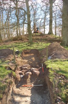 Archaeological Evaluation photograph, Lower Gauls Barrow, Location shots, wall 0204