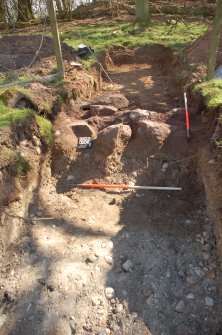 Archaeological Evaluation photograph, Lower Gauls Barrow, Location shots, wall 0204