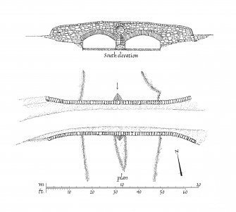 Publication drawing. Brenchoille Bridge; plan and elevation. 
