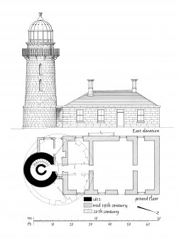 Publication drawing. Toward Point Lighthouse; plan and elevation. 