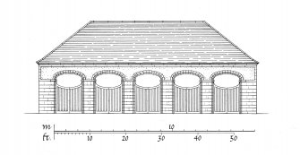 Publication drawing. Maltland Square; reconstructed elevation of coach house.
