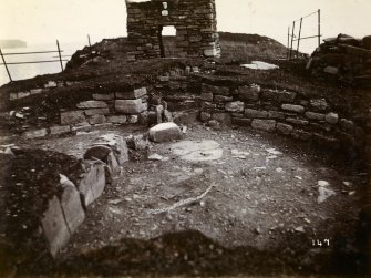 Photograph of Freswick 'Ness' Broch. Circular habitation with division up the centre.