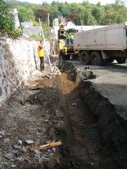 Watching brief, Excavation in progress in W trench from S, New Joiner's Shop, Ancaster Square North, Callander