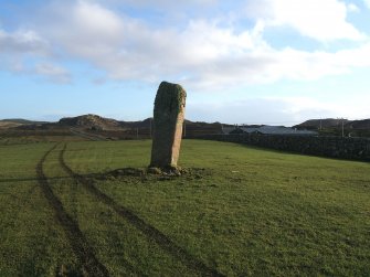 Watching brief, Standing stone from NW, Underground Cable Line, Tiraghoil, Bunessan, Mull