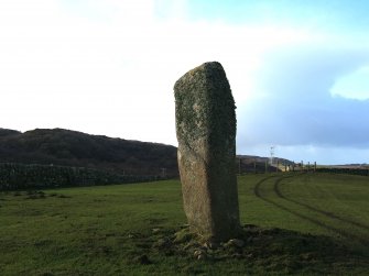 Watching brief, Standing stone from E, Underground Cable Line, Tiraghoil, Bunessan, Mull