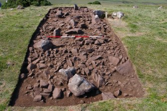 Excavation, Trench B, Trench deturfed and cleaned from N, Blasthill Chambered Tomb, 2009