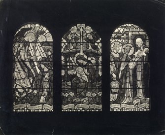 View of three stained glass windows, Old St Paul's Episcopal Church, Edinburgh.