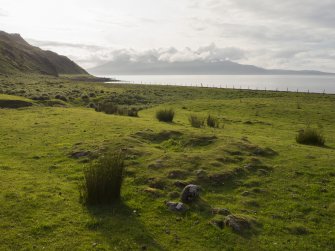 Laig, Eigg. View of square cairn (193) looking NW. 