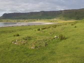 Laig, Eigg. View of square cairns (193-6) looking NE. 