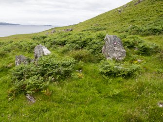 Prehistoric house at Rubh' an Tangaird. View of entrance, from the E. 