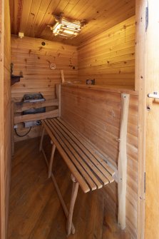 Interior view showing bathroom sauna on first-floor of house at The Steading, Nether Blainslie.
