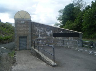 Historic building recording, Building C boathouse from S, Southbank Road, Kirkintilloch