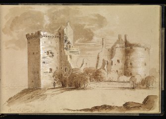 Drawing of Cairnbulg Castle inscribed 'Cairnbulg Castle, Aberdeenshire'.
