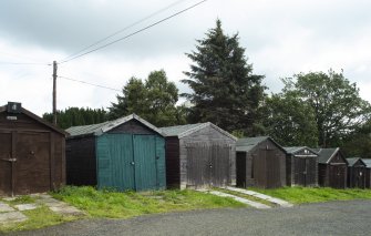 General view from north-east showing group of garages at end of High Beveridgewell/Mid Beveridgewell, Dunfermline