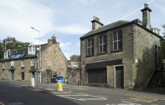 General view from south-west showing No 60 New Row, Royal British Legion Club (left), and Nos 62-68 New Row (right), Dunfermline