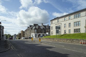 General view from south-east showing former Cottage Hospital (now offices), Reid Street, and Nethertown Broad Street, Dunfermline