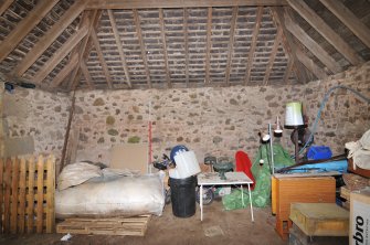 Historic building survey, Turnip Store, Unit 1, interior W-facing elevation, Crunklaw Steading, near Duns, Scottish Borders