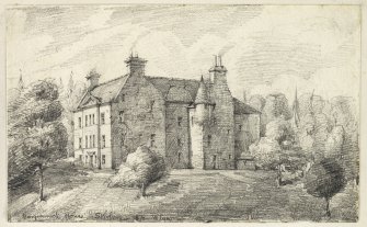 Drawing of Gargunnock House inscribed 'Gargunnock House, Stirling, 1870 W Lyon'.