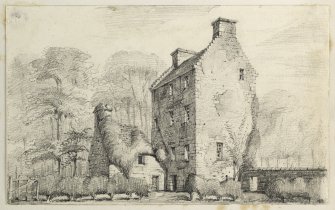 Drawing of Carslogie House inscribed 'W Lyon'.