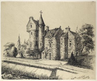 Drawing of Vane Castle inscribed 'W.L. 1872, Ye Castle of Vane, Forfarshire, NB'.