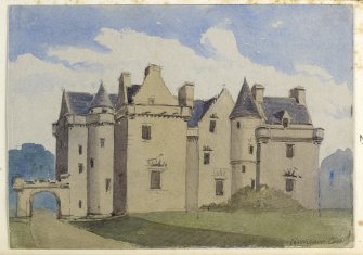 Perspective view of Nunraw Castle inscribed 'Nunraw Castle'.