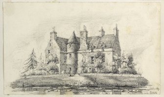 Drawing of Peffermill House, 91 Peffermill Road, Edinburgh inscribed 'Peffermill near Edin, Oct 1869'.