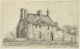 Drawing of Roslin Castle inscribed 'W Lyon, Part of Roslin Castle, Edinb 1870, WL'.