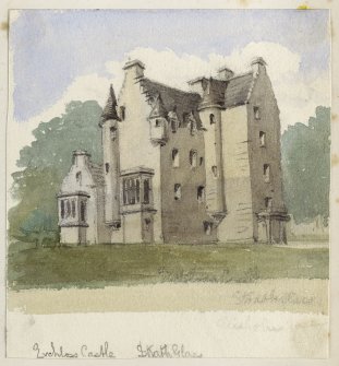 Perspective view of Erchloss Castle inscribed as 'Erchloss Castle, Strathglass'.