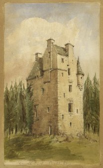 Perspective view of Knock Castle inscribed 'Knock Castle, Ballater'.