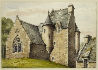 Perspective view of Stobhall inscribed 'Stobhall, Perth, WL 1890'.