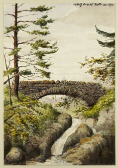 Perspective view of bridge inscribed 'Top of Turret Falls, WL 1890'.