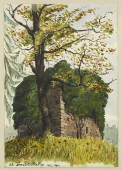 Perspective view of Castle Cluggy inscribed 'Old Tower, Ochtertye WL 1890'.