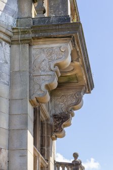 Detail of "Juliet balcony" showing carved detail.