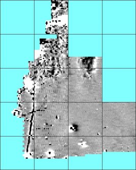 Processed magnetometry image for Area1 with grids overlaid for georectification