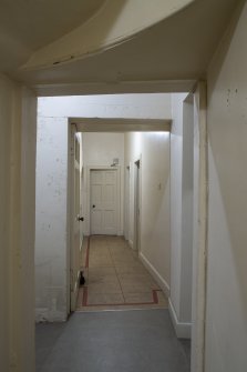 Interior view showing south-east corridor on ground floor, Brechin Castle.