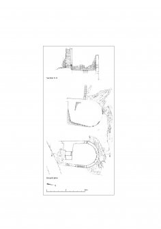 Publication drawing; plans and section of Ascog salt pan