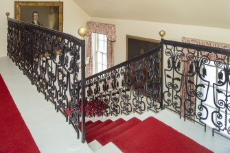 Interior view showing second stair on second floor, Brechin Castle.