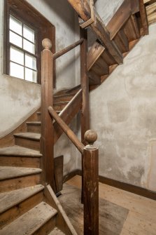 Interior view showing 'flag' staircase at second floor, Brechin Castle.