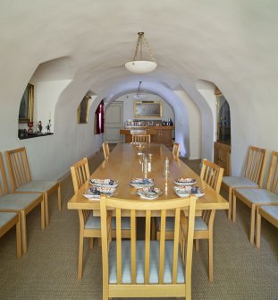 Interior view showing dining room on ground floor, Brechin Castle.