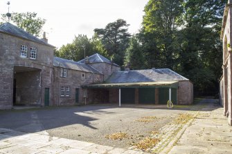 General view from the north-east showing courtyard at Stables, Brechin Castle.