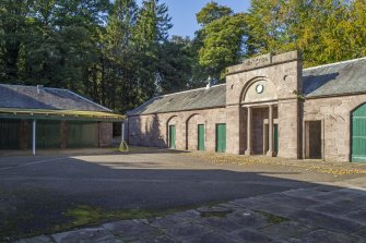 General view from the south-east showing courtyard at Stables, Brechin Castle.