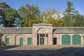 General view from the south showing courtyard at Stables, Brechin Castle.