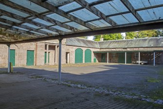 General view from the south-west showing courtyard at Stables, Brechin Castle.