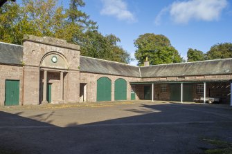 General view from the south-west showing courtyard at Stables, Brechin Castle.